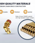Heavy Duty Brass 90 Degree Push To Connect Elbow Fittings Quarter Inch Outer Diameter To Quarter Inch NPT Quick Connect For Air Lines 360 Degree Swivel Truck Grade Pneumatic Fittings Pack Of Five