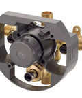 Treysta Tub And Shower Valve Rough Brass With Forged Body, Plaster Guard, Pressure Test Cap, Built In Diverter, Service Stops, 1/2 IPS Sweat Inlets And Outlets