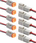 Deutsch DT 2 Pin Connector 2 Way Waterproof Automotive Electrical Plug Male Female Wiring Harness With 16 AWG Wire For Car Truck Boat LED Work Light 5 Pairs Gray