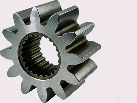 Close-up view of a metal pinion gear from the Steering Shaft Pinion Gear and Bushing Replacement Kit for LT1042 LT1045 LT1046 LT1050