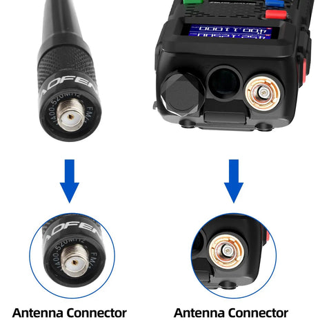 SMA-Female Walkie Talkie Antenna High Gain 2.5dBi VHF UHF Long Range 18.9 Inch Antenna connector details with radio