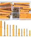 Heavy Duty Zinc Plated Drywall Anchor Kit With Self Drilling Screws For Woodworking No Pre Drill Install Rust Resistant Yellow Zinc Finish Two Sets For Quick DIY Wall Mounts Shelves And Hooks, assorted anchors in case