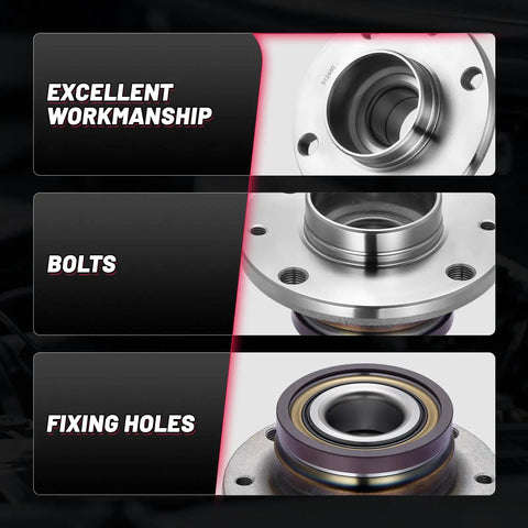 Close-up of Street Tough Wheel Bearing And Hub Assembly For Fiat 500 showing excellent workmanship and fixing holes.