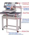 16x24 Inch Dual Station Pneumatic Heat Press With Up Sliding Platen and Infrared Laser Positioning detailed view.