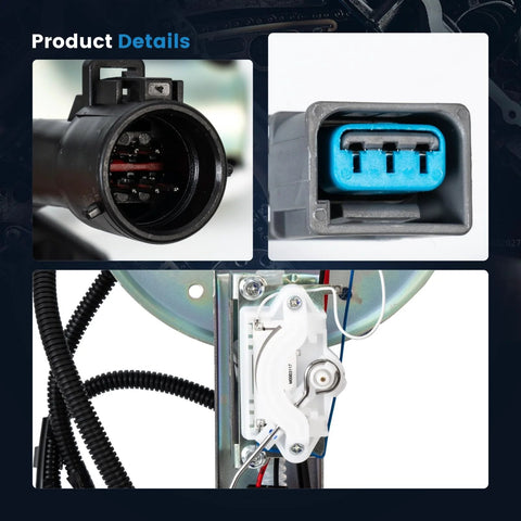 Close-up of plug connectors and internal components of Electric Fuel Pump Module Assembly Direct Fit For 2003 2004 Ford Crown Victoria Lincoln Town Car Mercury Grand Marquis Marauder V8 4.6L Gas Engine Replace Parts E2336S EB336S SP2336H 4W1Z9H307AA 3W1Z9H307AB 5W1Z