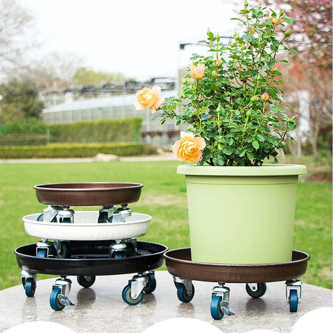 10 Inch Heavy Duty Plant Dolly With Wheels, 160 Lbs Capacity, Metal Rolling Plant Stand With Casters for Garden Use, Black, 3 Pack