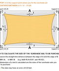 Diagram of Sun Shade Sail 12x20 Feet Sand Rectangle With Curved Edges, illustrating support points and measurement guide.