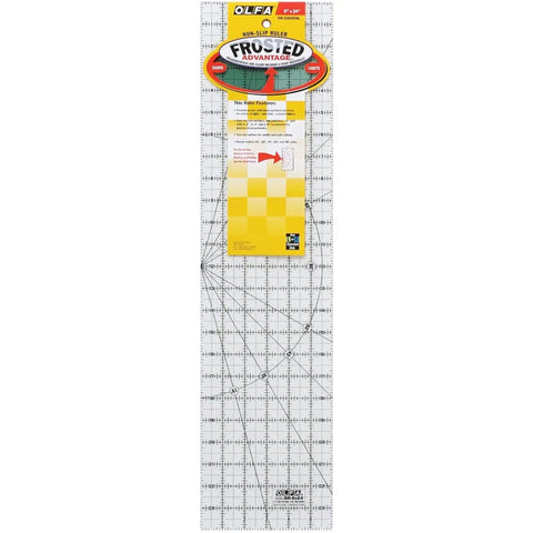 Frosted Acrylic Ruler 6x24 Inches with Non Slip Grip Grid Lines and Angle Markings for Precise Fabric Cutting Sewing Quilting and Craft Projects Today.
