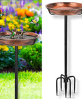 Heavy Duty Metal Bird Bath For Outdoors With 12 Inch Diameter Bowl Rustproof Waterproof Coating Sturdy 5 Prong Base