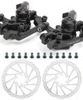 Universal Mechanical Disc Brake Caliper Pair For Front And Rear Mountain Road Bikes Tough As Nails Aluminum Frame with rotors and bolts.