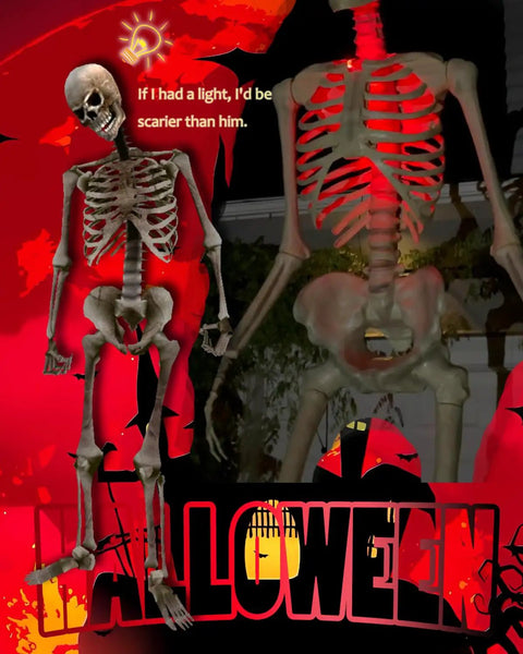 12 Ft Skeleton Lighting Kit With Remote LED displayed with red lighting effect for Halloween