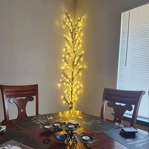 Lit Up Willow Vine Lights For Indoor Or Outdoor Decor With Plug In Power Flexible Faux Plant For Ambient Glow And Easy Setup