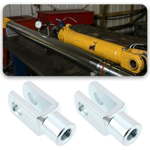 Two Piece M10x1.5 Air Cylinder Rod Clevis End With 52mm Y Connector Right Hand Female Thread For Electronic Automation Equipment Heavy Duty Carbon Steel Construction Built Tough, pair of silver clevis ends