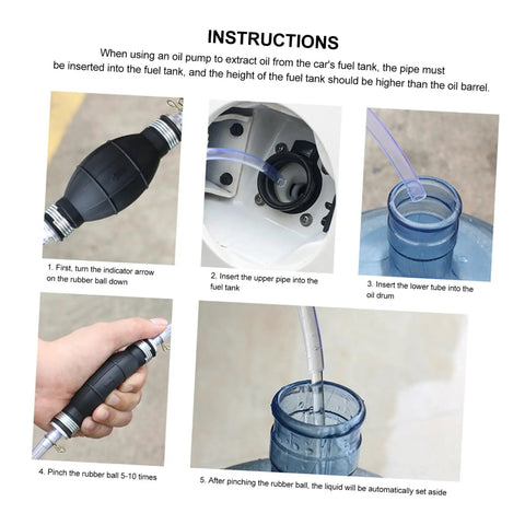 Instructions for Manual Transfer Pump Siphon For Gas And Other Liquids One Way Hand Pump Portable Lightweight For Cars Lawn Equipment And Water Changes Easy To Use Perfect For Quick Oil Or Fluid Changes Without Fuss, rubber bulb