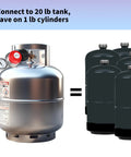 Propane tank with gauge and multiple cylinder comparison for 8 Feet High Pressure Propane Regulator With 20 Psi Adjustability And Hose QCC1 Connection For Turkey Fryers Fire Pits Cookers And 5 To 40 Lb Tanks For Outdoor Kitchens