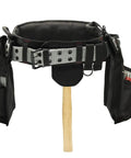 Electrician's Belt And Bag Combo Heavy Duty Tool Belt With 27 Pockets Pouches And Suspender Loops Comfort Fit For XL To 3XL