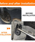 Comparison of old vs new 2 Pack Universal Exhaust Rubber Hangers With Four Hole Adjustable Brackets under vehicle installation