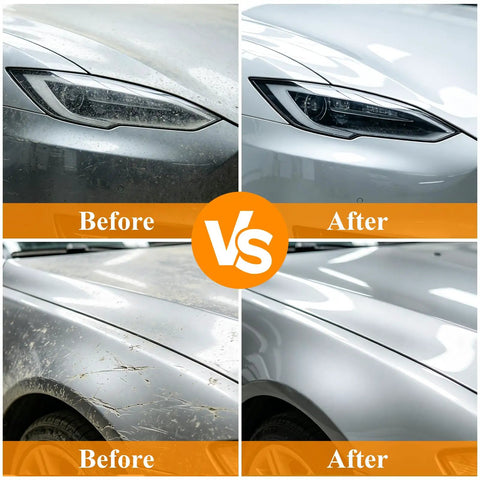 Before and after car polishing using 3 Inch Wet Dry Sanding Discs Polishing Kit, 154 Pcs Hook And Loop Pads, Grits 60 To 10000