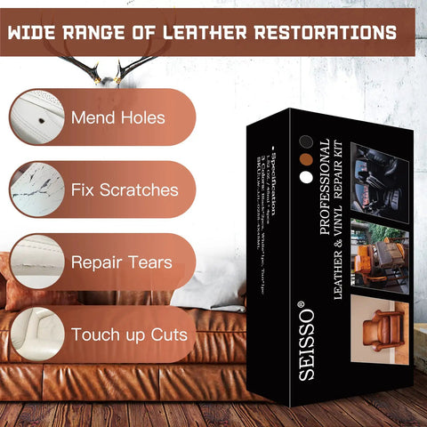 Box of Vinyl And Leather Repair Kit For Furniture Sofa Jacket Couches Car Seats And Purses With Easy Step By Step Instructions