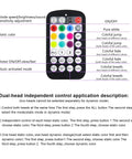 Remote control for Dual Color 20W Fiber Optic Starlight Kit with labeled buttons for lighting modes and settings