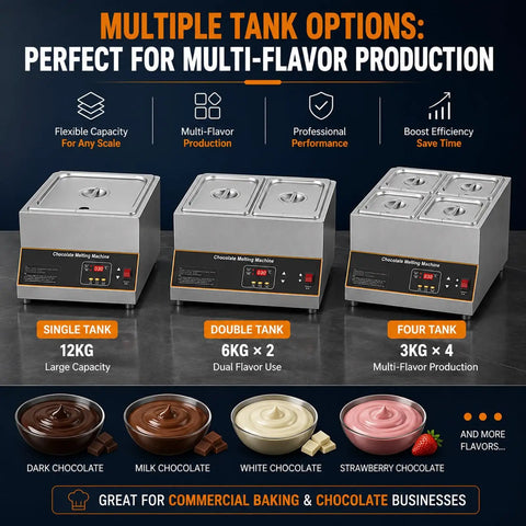 Heavy Duty Electric Chocolate Melter And Tempering Machine With 12kg Capacity, Stainless Steel Food Warmer And Digital Temperature Control