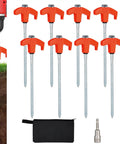 8 Pack Beefy Heavy Duty Screw In Tent Stakes 8 Inch Ground Anchors With Hex Head For Camping Tents Orange Rust Resistant