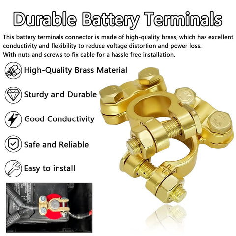 Brass Battery Terminal Connector Clamps Kit For Top Post Terminals Marine Car Boat RV Battery Protectors Durable Conductive Terminals
