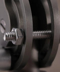 Close-up of a fully threaded one quarter inch hex head screw bolt in 304 stainless steel for wood and metal projects.