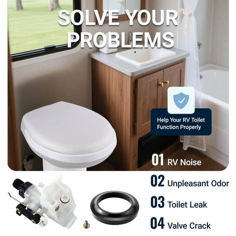 RV Toilet Valve Kit Replacement Fits Thetford Aqua Magic V High And Low Models Freeze Resistant And Leak Resistant Replaces 31705 31688 31687 31653 installed in RV toilet