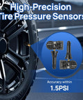 TPMS Sensor for GM Vehicles 4 Pack Fits Chevy Silverado Tahoe Suburban Colorado Impala GMC Yukon Sierra Buick Enclave Envision Encore Cadillac CTS XTS Easy Install Replacement After 2006, tire sensor closeup