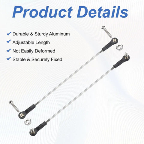 Adjustable RC Car Turnbuckle Camber Link Set 4 Pieces 234 244mm Length Aluminum Rod Ends With M3 Ball Head Crash Resistant Durable Steering Servo Linkage Replacement Parts For Off Road RC Trucks And Buggies, aluminum links