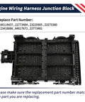 Engine Wiring Harness Junction Block top view, heavy duty plastic, compatible with Straight Shot Heavy Duty Engine Compartment Fuse Box With Loaded Relay Cover Junction Block Wiring Harness No Sweat Bolt On For Chevy Suburban Tahoe Gmc Yukon Escalade 2015 2020.