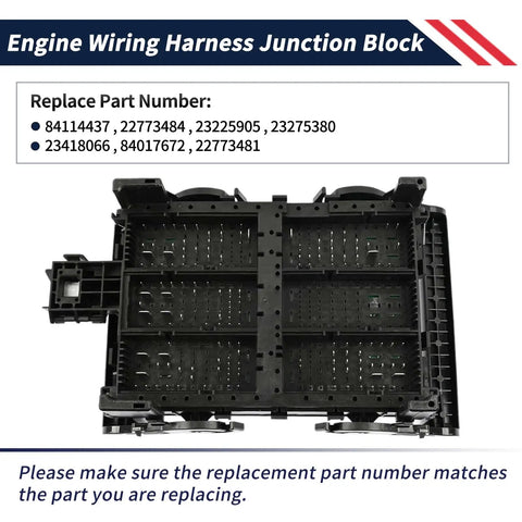 Engine Wiring Harness Junction Block top view, heavy duty plastic, compatible with Straight Shot Heavy Duty Engine Compartment Fuse Box With Loaded Relay Cover Junction Block Wiring Harness No Sweat Bolt On For Chevy Suburban Tahoe Gmc Yukon Escalade 2015 2020.