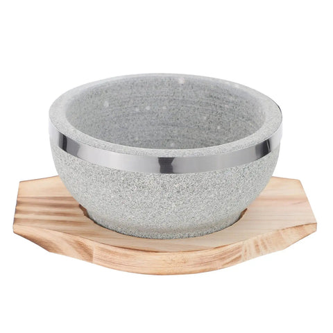 Korean Stone Bowl Set With Wooden Base For Bibimbap Soup And Rice Keeps Food Hot Longer With Durable Granite Stoneware