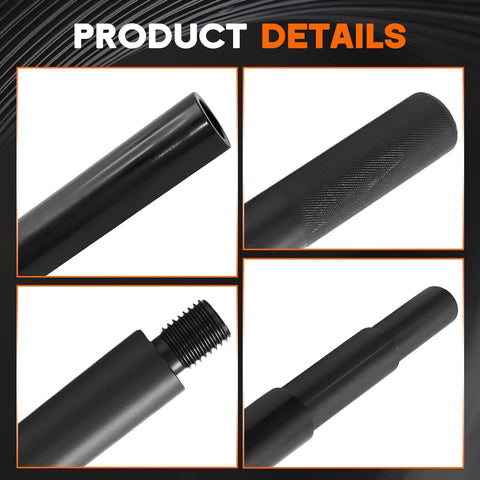 Gimbal bearing alignment kit components shown in a four-view collage; four black metal engine alignment tools with knurled grip.