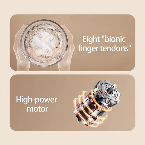 Portable Cordless Washing Machine For Socks And Delicates 3000Mah Battery showing bionic finger tendons and high-power motor features.