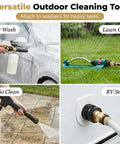 Heavy Duty 3/4 Inch Garden Hose Quick Connector With Armor Grip Built Tough used for various outdoor tasks.