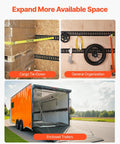 Five Foot E Track Tie Down Rail Kit With Four Rails, shown on trailer securing cargo and organizing tools, increasing space