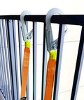 Heavy Duty Fire Escape Ladder With Two Heavy Hooks, 33.1 Feet Emergency Rope Ladder For 3 To 5 Story Homes attached to railing