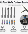 S2 steel bits from 42 In 1 Magnetic Ratcheting Screwdriver Set With T Handle Multi Bit Repair Tool Kit In Compact Case