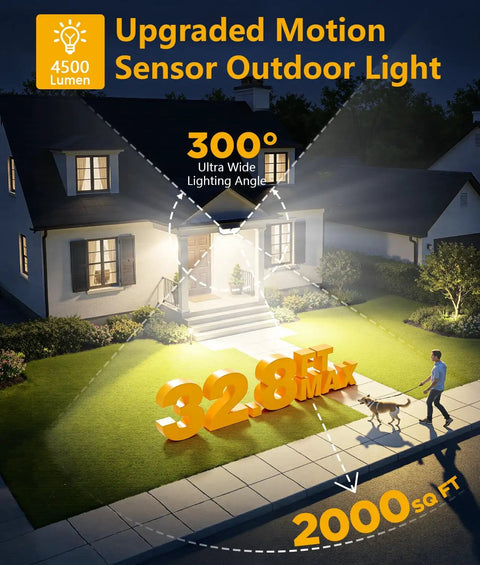 Badass Bright Solar Motion Sensor Lights Outdoor Featuring 4500 Lumens And A Massive 300 Degree Wide Angle Flood Light That Completely Crushes Darkness Across Yards And Driveways With Zero Wiring Hustle And Heavy Duty Weatherproof Build For Solid