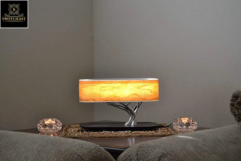 Bedside Tree Lamp With Bluetooth Speaker And Wireless Qi Charging Led Dimming Night Light Tree Of Life Decor