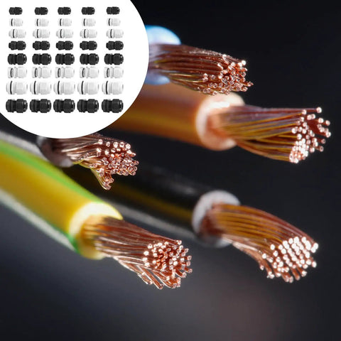 40 Piece Waterproof Cable Gland Connector Kit with high insulation plastic glands for electrical wires and exposed copper wire ends