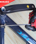Nine Piece T Handle Hex Key Set With Ball End, Metric 2mm To 10mm, used on a bicycle component, showcasing DIY use.