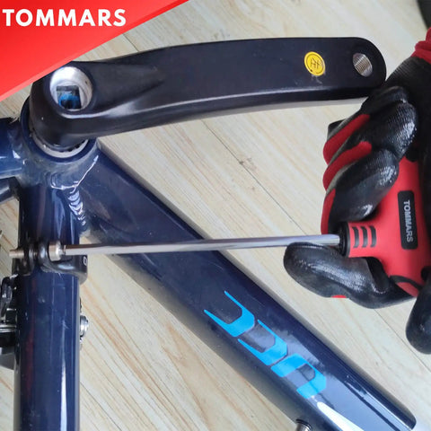 Nine Piece T Handle Hex Key Set With Ball End, Metric 2mm To 10mm, used on a bicycle component, showcasing DIY use.