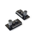 Close-up of components from Six Foot Heavy Duty Bypass Barn Door Hardware Kit For Exterior Doors, Black Box Track Sliding System.