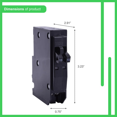 QO Tandem Mini Circuit Breaker 2 in 1 Pole 20A 120 240 VAC Plug In Mount Black QOT2020CP 10kA for Dense Panel Spaces