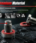 Heavy Duty M8x1.25 Lower Unit Drain Plug Seal Compatible With Yamaha OEM 688-45341 Stainless Steel Prevents Rust And Leaks For Superior Engine Maintenance Reliability. stainless steel drain plug with red seal in water