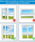 Diagram showing window types for Portable Air Conditioner Window Kit With Adjustable Seal And Dope Vent Panels Sliding Exhaust Kit.