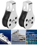 Two Pack 25mm Stainless Steel Bearing Wheel Pulley For Marine Rope Towing Kayak And Sailing Heavy Duty Rust Resistant 304 SS Construction Smooth Rotation Solid Load Transfer with yacht images